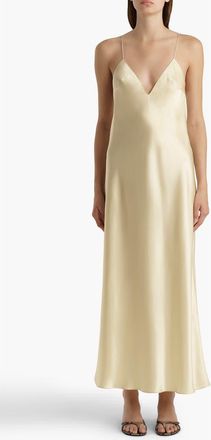 Khaite Taja Silk Satin Slipdress in Pale Yellow at Nordstrom, Size X-Small