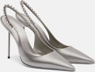 PARIS TEXAS Pumps slingback Lidia 105 in raso con cristalli