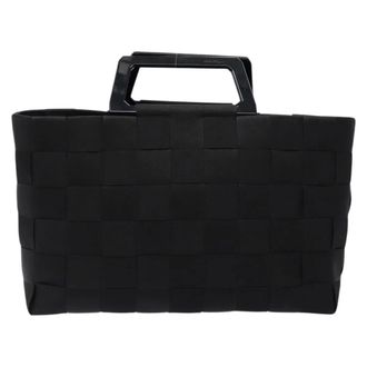 Ferragamo Vintage Canvas Black Canvas Handbag (Pre-Owned)