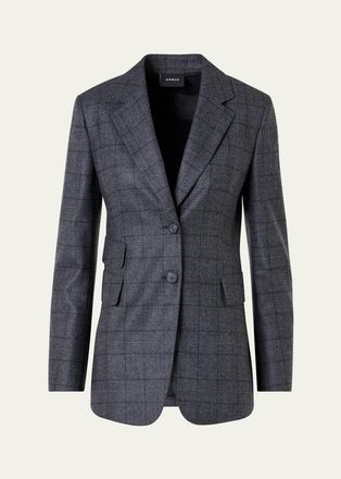 Akris Arie Prince of Whales Wool Flannel Single-Breasted Jacket