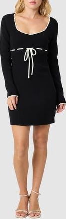 All in Favor Long Sleeve Knit Minidress in Black Ivory at Nordstrom Rack, Size X-Small