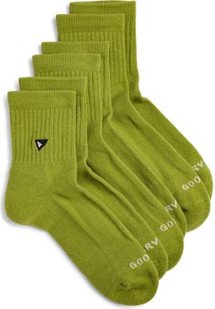 Arvin Goods 3-Pack Quarter Crew Socks in Green at Nordstrom, Size Small