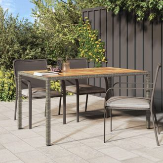 Berkfield Home Garden Dining Table Grey 150x90x75 cm Poly Rattan | Size: 150 x 90 x 75 cm