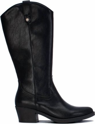 Refresh Womens Italian Western Tall Boots In Black