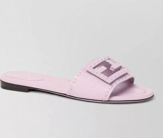 Fendi silk nylon flat sole open toe slides