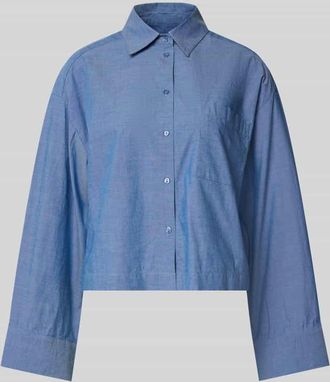 Selected Cropped Bluse aus reiner Bio-Baumwolle Modell KIRA-ASTHA in Jeansblau, Gr&ouml;&szlig;e 34