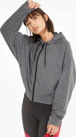 Puma Womens Puma Cloudspun Training Hoodie Grey Full-Zip Stretch Long Sleeve RED470