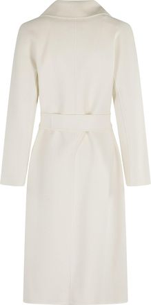 Max Mara Womens Long Wrap Coat Cles White Virgin Wool