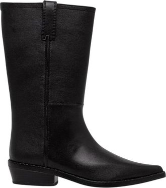 Michael Kors Farren Platte Laars - Dames - Cowboylaarzen - Zwart - 35 EU - Leer - Schoenen