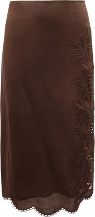 Max Mara Fify Midi Rok - Dames - Midirokken - Bruin - L - Katoen - Rokken