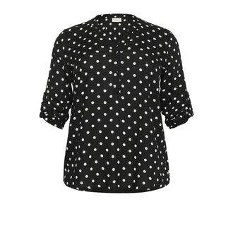 Kaffe Curve Polka Dot Blouse Zwart/Krijt Print - Dames - Blouses & Shirts - Zwart - Maat: XL