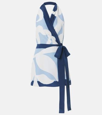 Sir. Portia printed silk satin wrap dress