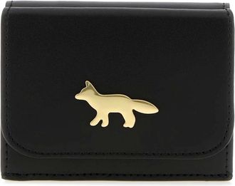 Maison Kitsun&eacute; Edie Compact Wallet - Dames - Accessoires - Zwart - Maat: ONE Size Leer