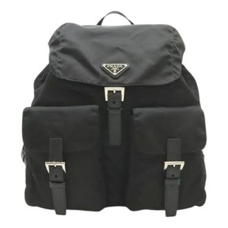 Prada Pre-owned Backpacks, female, Black, Size: ONE SIZE Pre-owned Nylon Leather Backpack