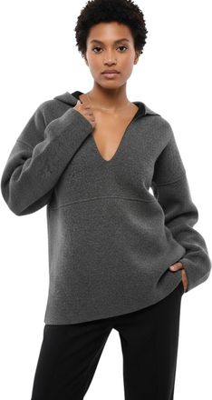 Jil Sander Grey Solid V Neck Sweater