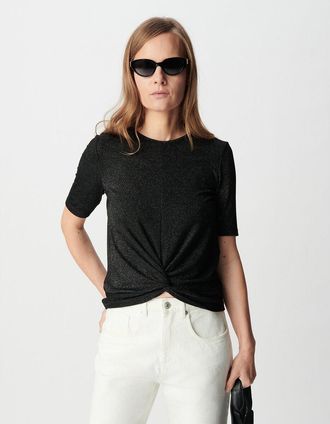 Ikks Gedrapeerd iriserend T-shirt met korte mouwen en ronde hals