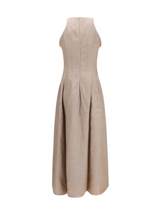 Brunello Cucinelli Womens Sparkling Linen Twill Dress Rosa Linen; Polyamide; Polyester