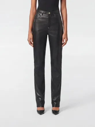 Philipp Plein High-Waisted Skinny Trousers in Smooth Lambskin Leather