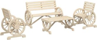 vidaXL 4 Piece Garden Lounge Set Solid Wood Fir Vidaxl