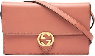 Gucci Pre-owned Gucci Leather Interlocking G Dollar Wallet On Strap Ladies G9M4FQFGLTVO3XPP