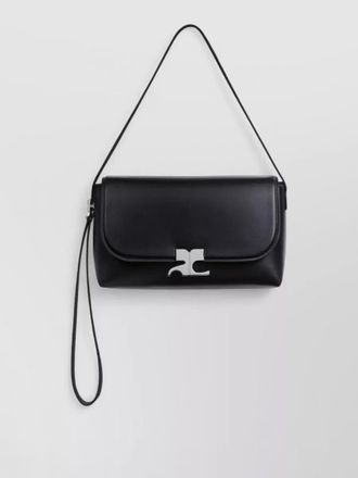 Courr&egrave;ges leather shoulder clutch bag adjustable straps