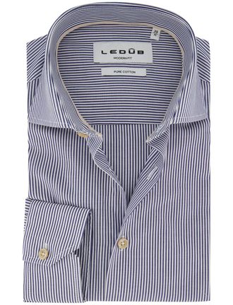 Led&ucirc;b Overhemd Ledub Modern Fit donkerblauw gestreept