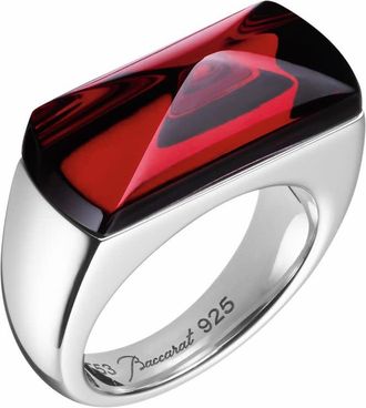 Baccarat Sterling Silver, Red Crystal Statement Ring 2808008