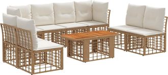 vidaXL Conjunto De Sof&aacute;s De Jard&iacute;n 9 Uds. Natural Y Crema Vidaxl