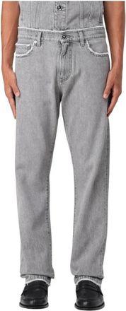 Versace Heren, Jeans, Grijs, Maat: W33 Katoen