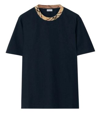 Burberry Blue Checks Crew Neck T-Shirt