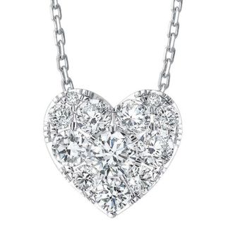 Pompeii3 3/4Ct Diamond Heart Pendant 14k White Gold 18 Necklace Lab Grown