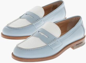 Dsquared2 Two-Tone Hammered Leather Penny Loafers size 45