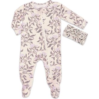 Everly Grey Jersey Long Sleeve Footie & Head Wrap Set in Poppy at Nordstrom, Size Newborn