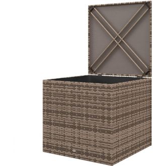 OUTSUNNY Baule da Giardino in Rattan e Acciaio con Fodera Interna Nero Sabbia - Outsunny