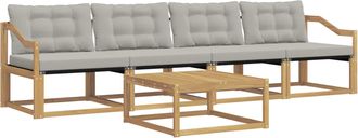 vidaXL Conjunto De Sof&aacute;s De Exterior 5 Uds. Blanco Y Gris Claro Vidaxl