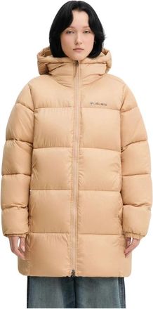 Columbia Puffect II Mid Hooded Jacket - Dames - Ski Jassen - Beige - M - Leer - Fitness
