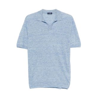 Barba Polo Shirts, male, Blue, Size: XL V-neck Polo
