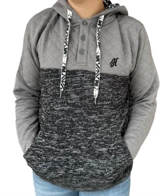 Hooey Jimmy Quilted Hoodie In Black/grey