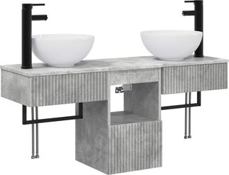 vidaXL Juego De Muebles De Ba&ntilde;o 3 Uds. Gris Hormig&oacute;n Vidaxl