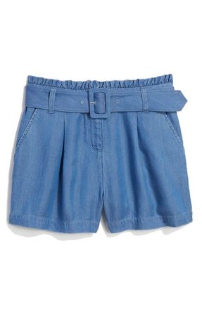 Vineyard Vines Tencel Lyocell Chambray Belted Shorts in Ocean Breeze at Nordstrom, Size 6