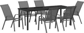 vidaXL vidaXL Garden Dining Set 7 pcs Grey Textilene and steel