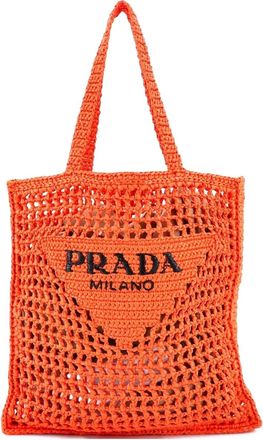 Prada Triangle Logo Open Raffia tote bag - Arancione