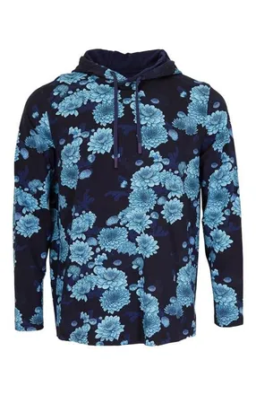 Lords of Harlech Horatio Jersey Lightweight Hoodie in Serious Floral Navy at Nordstrom, Size Xx-Large