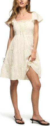 Lucky Brand Lace Yoke Tiered Dress in Whisper White at Nordstrom, Size Xx-Large