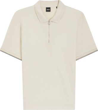 HUGO BOSS Off White Solid Shirt Collar Polo