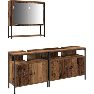 vidaXL Juego De Muebles De Ba&ntilde;o 3 Pcs Marr&oacute;n 80 X 30 X 60 Cm Vidaxl
