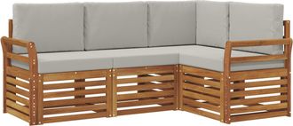 vidaXL Conjunto De Sof&aacute;s De Exterior 4 Uds. Gris Natural Y Claro Vidaxl