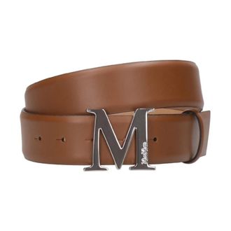 Max Mara Bruin Leren Riem met Metalen Gesp - Dames - Riemen - Bruin - M - Accessoires