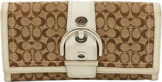 Coach Pre-owned Canvas wallets - Dames - Vintage Accessoires - Beige - ONE Size - Leer - Vintage
