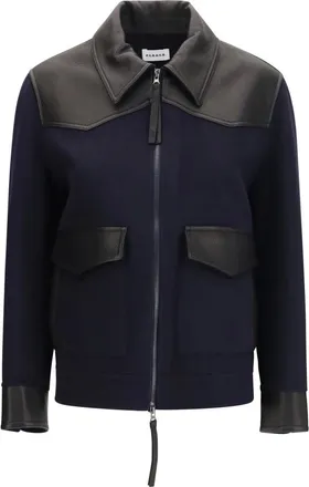 P.A.R.O.S.H. Giacca con Bordi in Pelle - - Jackets - Donna - Blu - M